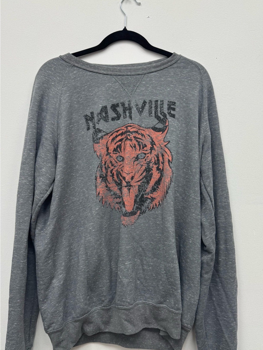 Nashville Tiger Graphic Sweatshirt - Gray with Coral Print